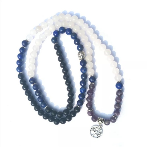 Lapis, Crystal, onyx and amethyst mala.prayer bead - Picture 3 of 4